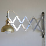 One-Light Accordion Scissor Wall Lamp with Brass Dome Shade