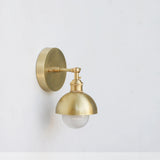 One-Light Adjustable Brass Dome Wall Sconce