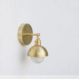 One-Light Adjustable Brass Dome Wall Sconce