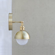 One-Light Adjustable Brass Dome Wall Sconce