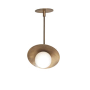 One-Light Adjustable Brass Saucer Ceiling Light with Opal Globe
