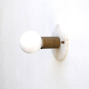 One-Light Alabaster Back Plate Sconce with Exposed Bulb