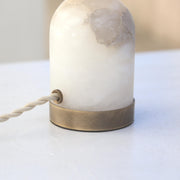 One-Light Alabaster Base Mini Table Lamp with Opal Globe