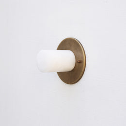 One-Light Alabaster Cylinder Sconce and Ceiling Light