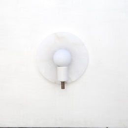 One-Light Alabaster Disc Sconce, Large