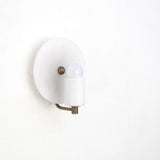 One-Light Alabaster Disc Sconce with Stone Cylinder