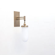 One-Light Alabaster Wall Sconce with Rectangular Brass Back Plate