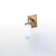 One-Light Alabaster Wall Sconce with Rectangular Brass Back Plate
