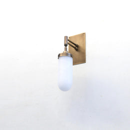 One-Light Alabaster Wall Sconce with Rectangular Brass Back Plate