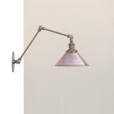 One-Light Articulating Brass Swing Arm Wall Sconce with Cone Shade
