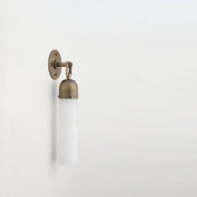 One-Light Brass and Alabaster Cylinder Sconce, Extra Large