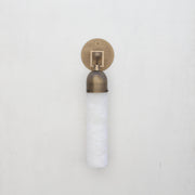 One-Light Brass and Alabaster Cylinder Sconce, Extra Large