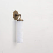 One-Light Brass and Alabaster Cylinder Sconce, Large