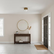 One-Light Brass and Opal Glass Flush Mount Ceiling Light