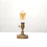 One-Light Brass Bedside Table Lamp with Exposed Bulb