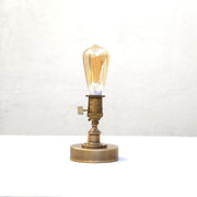 One-Light Brass Bedside Table Lamp with Exposed Bulb