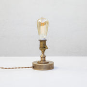 One-Light Brass Bedside Table Lamp with Exposed Bulb