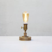 One-Light Brass Bedside Table Lamp with Exposed Bulb