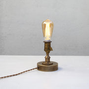 One-Light Brass Bedside Table Lamp with Exposed Bulb
