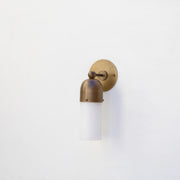 One-Light Brass Cap Wall Sconce with Glass Tube