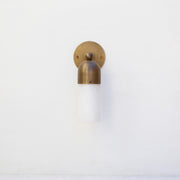 One-Light Brass Cap Wall Sconce with Glass Tube