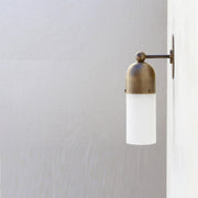 One-Light Brass Cap Wall Sconce with Glass Tube