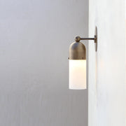 One-Light Brass Cap Wall Sconce with Glass Tube