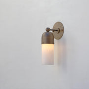 One-Light Brass Cap Wall Sconce with Glass Tube