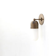 One-Light Brass Cap Wall Sconce with Glass Tube