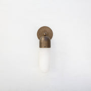 One-Light Brass Cap Wall Sconce with Glass Tube