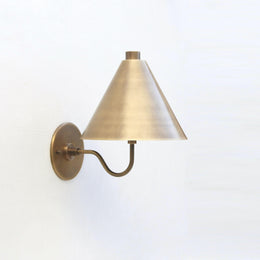 One-Light Brass Cone Shade Wall Sconce