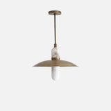 One-Light Brass Coolie Pendant with Alabaster Cylinder Shade