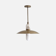 One-Light Brass Coolie Pendant with Alabaster Cylinder Shade