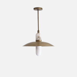 One-Light Brass Coolie Pendant with Alabaster Cylinder Shade