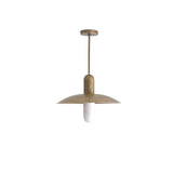 One-Light Brass Coolie Pendant with Alabaster Shade