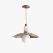 One-Light Brass Coolie Pendant with Opal Globe and Alabaster Collar