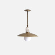 One-Light Brass Coolie Pendant with Opal Globe and Alabaster Collar