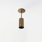 One-Light Brass Cylinder Ceiling Spotlight with Drop Rod