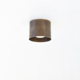 One-Light Brass Cylinder Flush Mount Ceiling Light