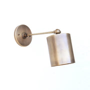 One-Light Brass Cylinder Shade Wall Sconce with Long Arm