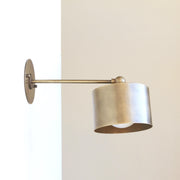 One-Light Brass Cylinder Wall Sconce with Extended Arm
