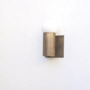 One-Light Brass Cylinder Wall Sconce with Opal Globe