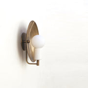 One-Light Brass Disc Sconce with Alabaster Cylinder