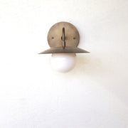 One-Light Brass Disc Shade Gooseneck Wall Sconce