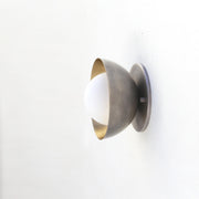 One-Light Brass Dome and Opal Globe Wall Sconce