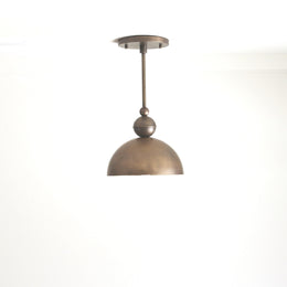 One-Light Brass Dome Ceiling Light with Opal Globe