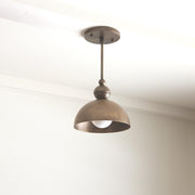 One-Light Brass Dome Ceiling Light with Opal Globe