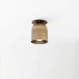 One-Light Brass Dome Flush Mount Ceiling Light