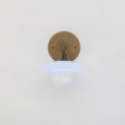 One-Light Brass Gooseneck Sconce with Flared Milk Glass Shade