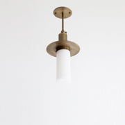 One-Light Brass Pendant with Alabaster Shade